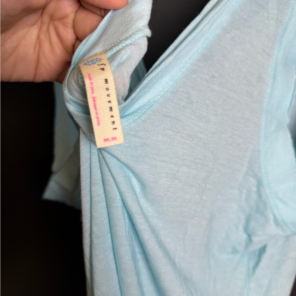 Free People Movement Tank Top Light Blue Knot Front Oversized Relaxed Fit Medium - Picture 6 of 7